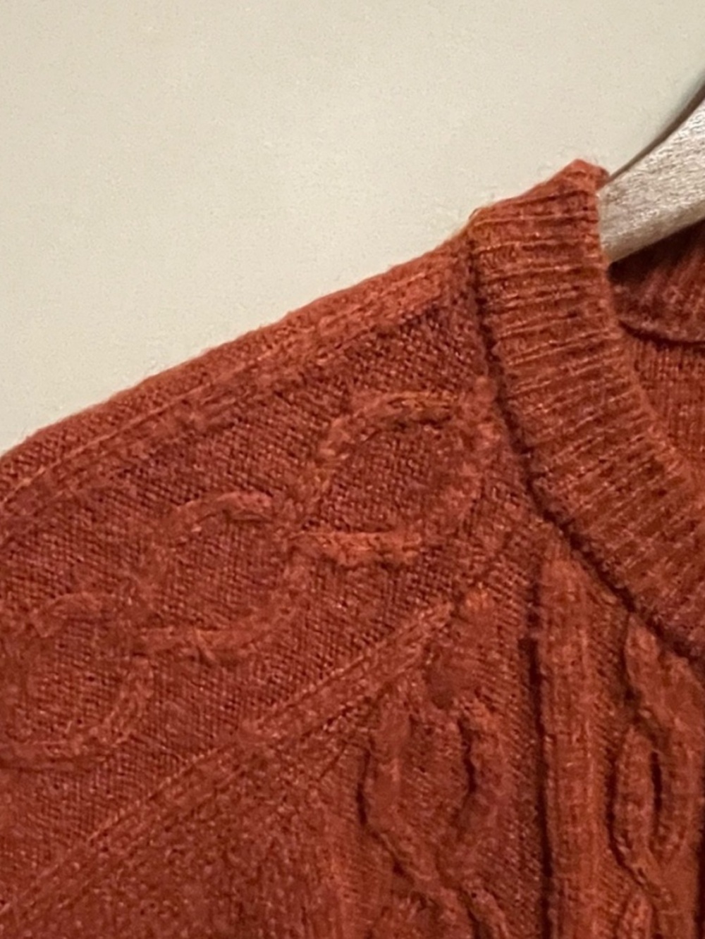 Chaps Rust Orange Cable-Knit Button Cardigan Women’s Medium - Picture 4 of 10